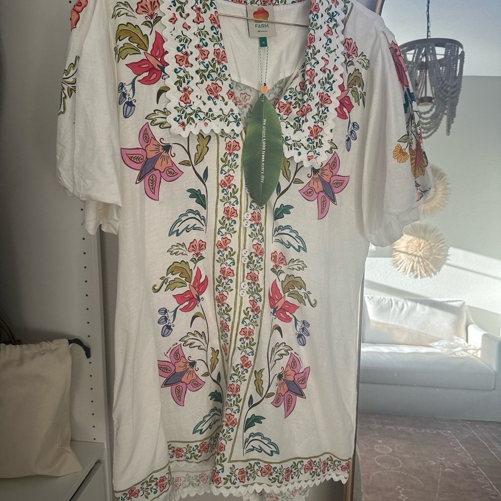 Farm rio Floral White linen Romper